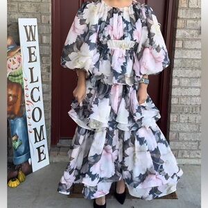 Floral Chiffon tiered Maxi Dress